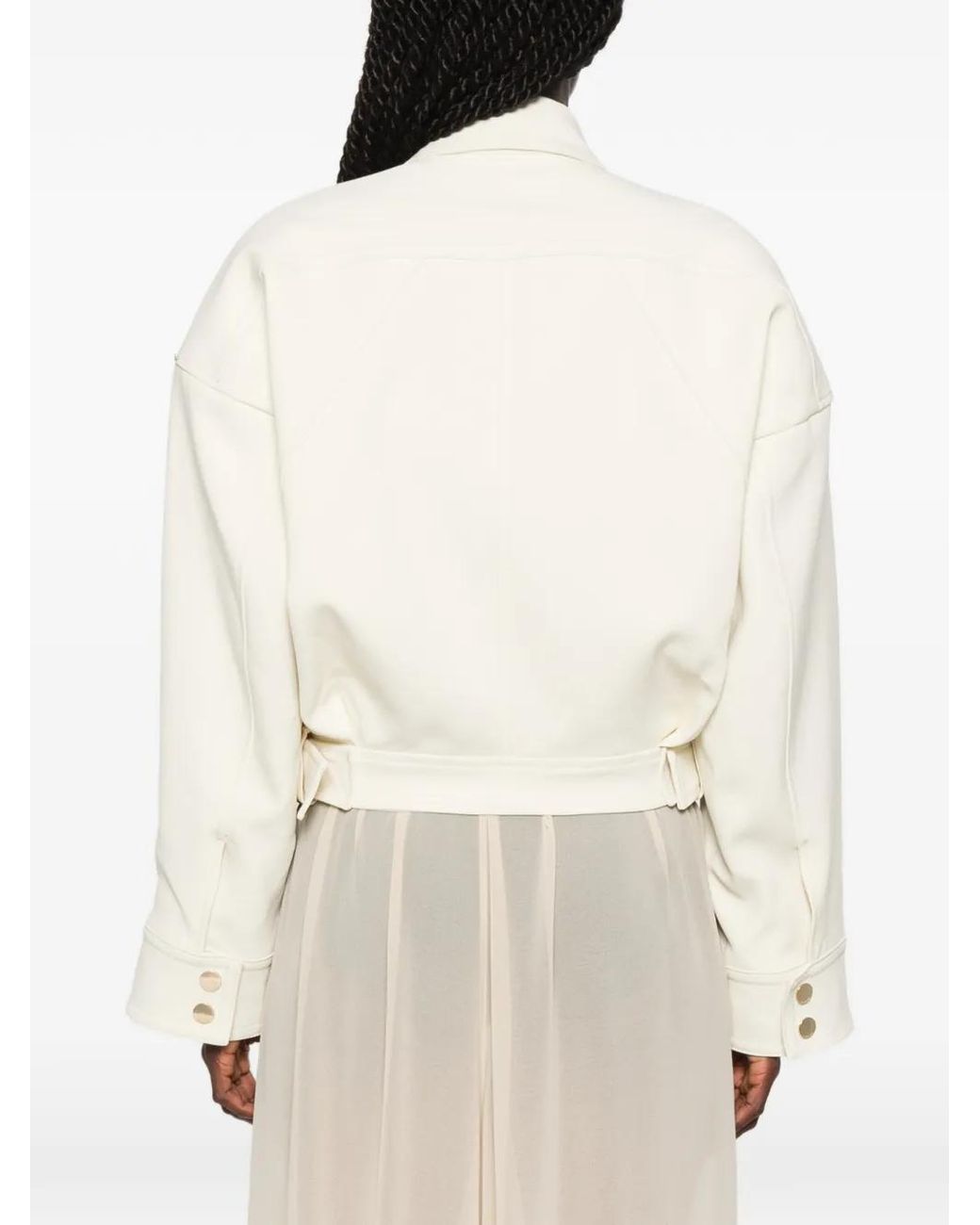 Sportmax White Cropped Buckle-Detail Jacket