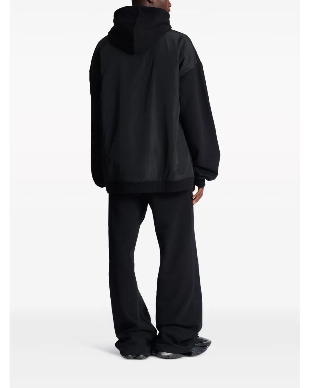 Balmain Black Jersey & Nylon Hoodie for men