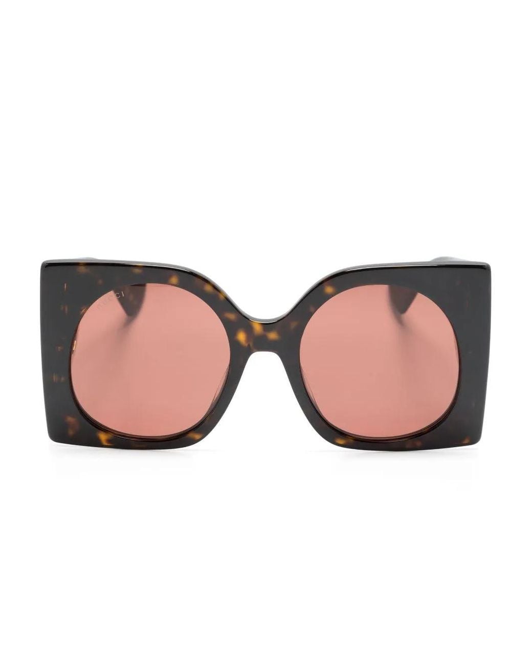 Gucci Pink Tortoiseshell-Effect Square-Frame Sunglasses