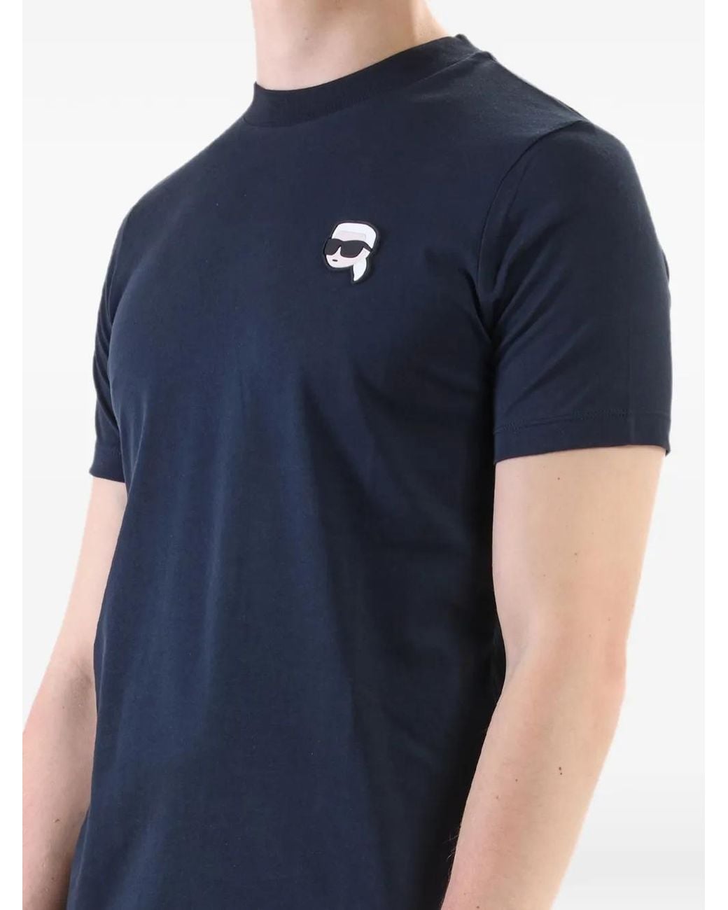 Karl Lagerfeld Blue Ikon-Patch T-Shirt for men