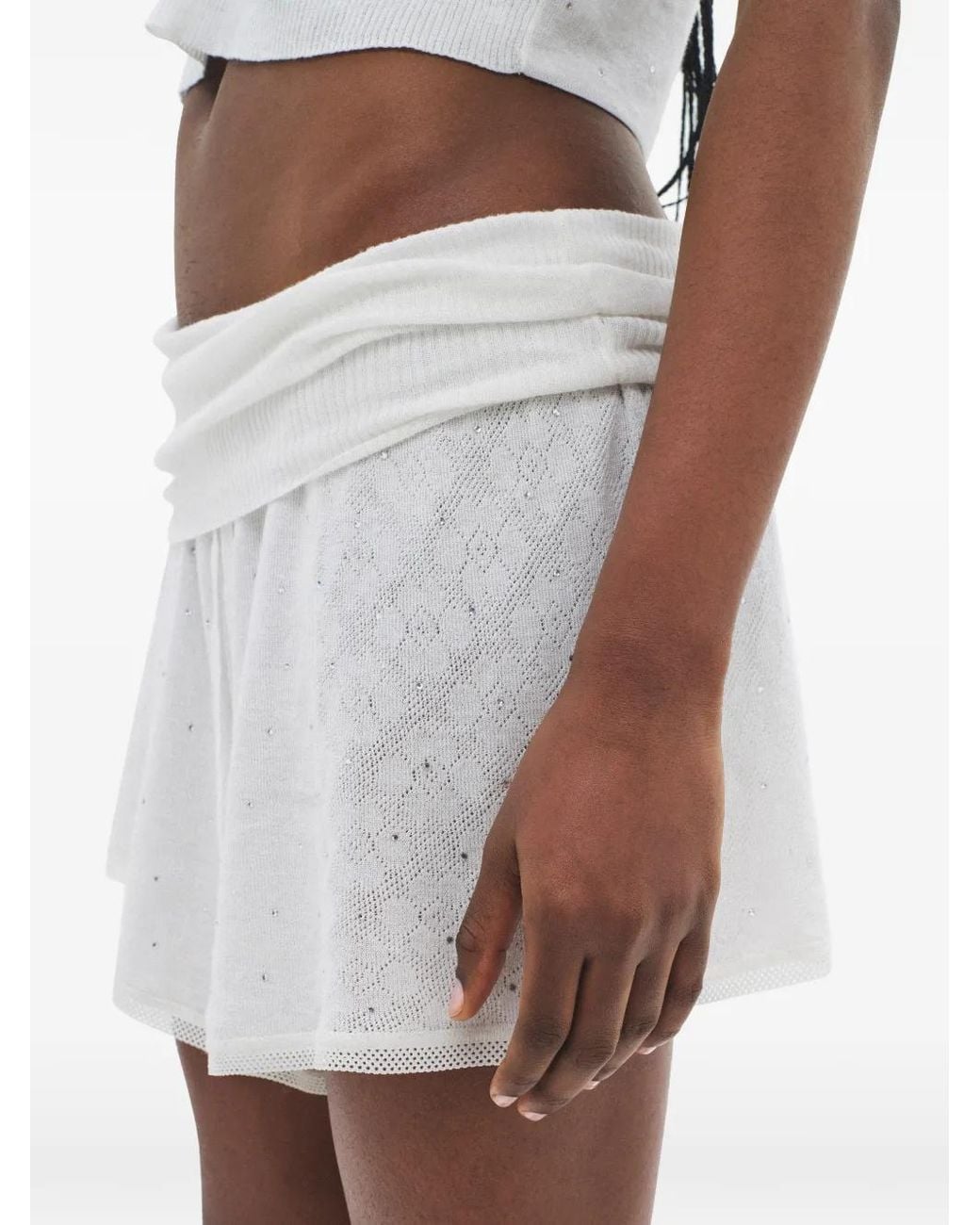 Area White Crystal-Embellished Shorts