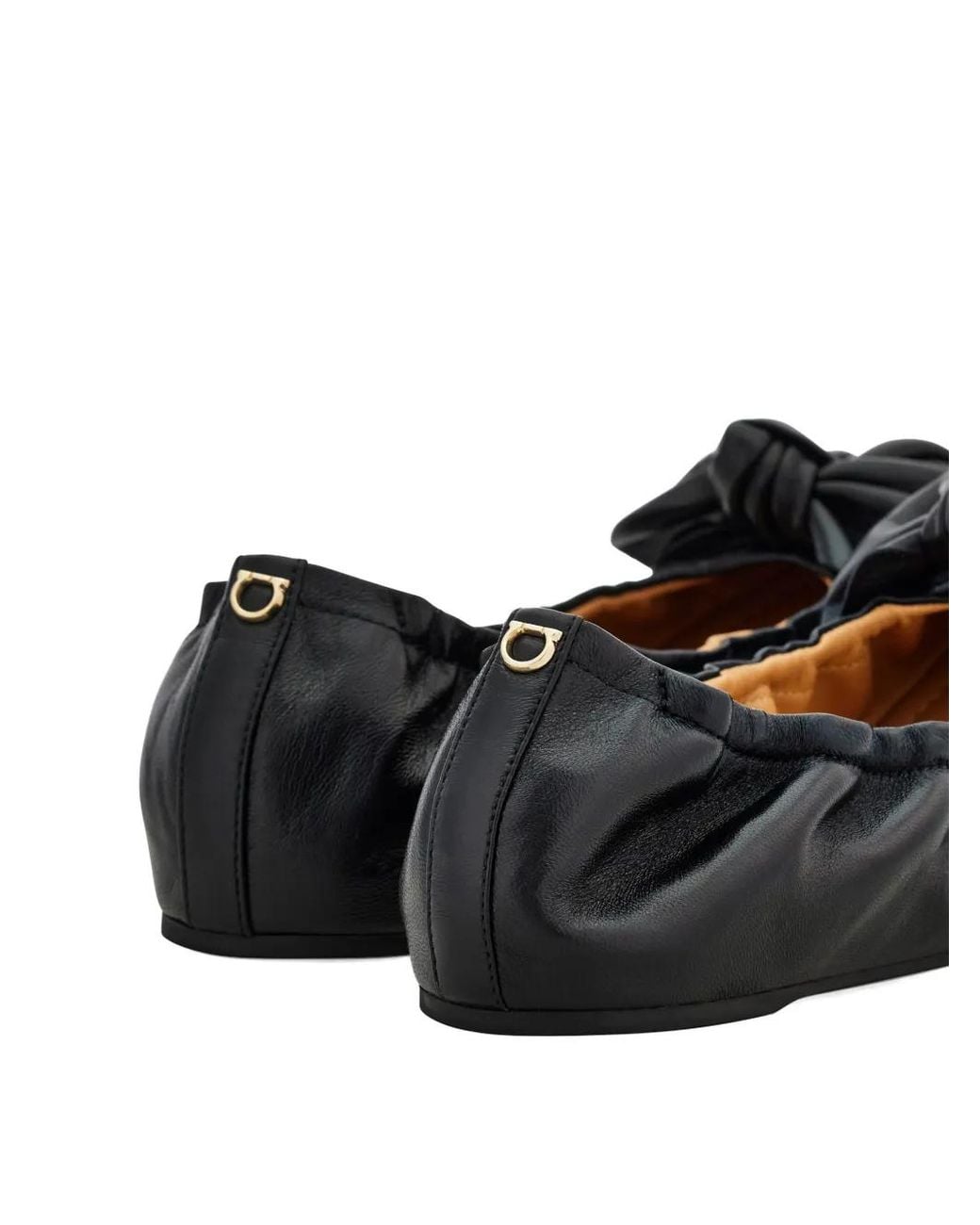 Ferragamo Black Bow Embellished Ballet Flat Shoes