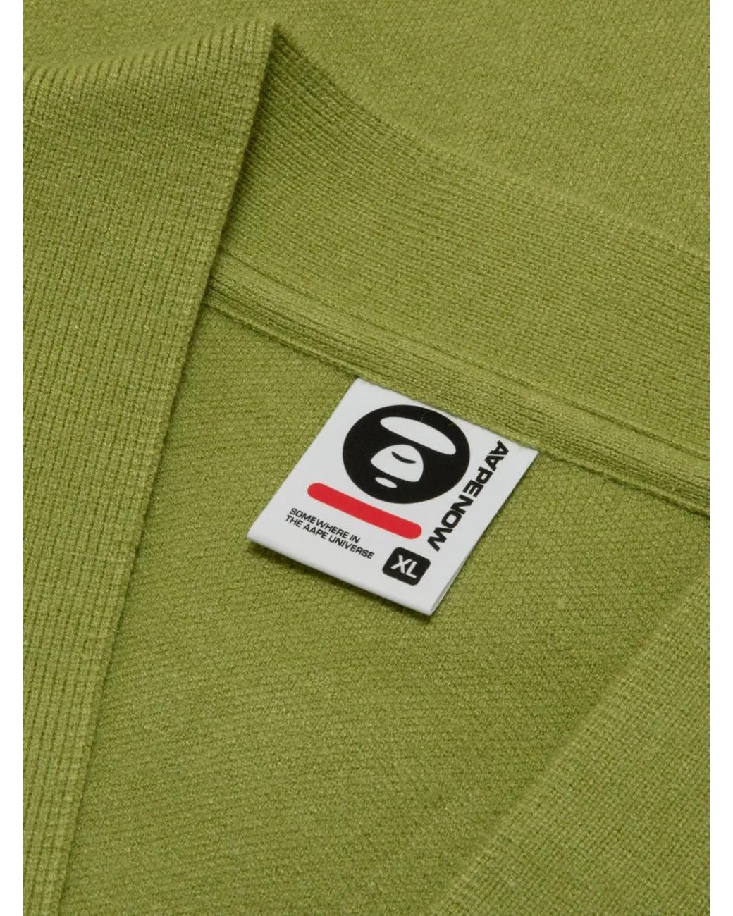 Aape By A Bathing Ape Green Ape Head Patch-Pocket Cardigan for men