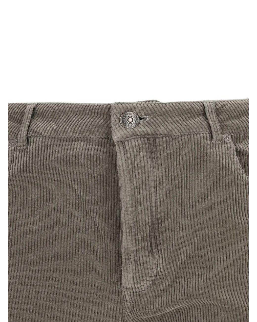 Brunello Cucinelli Gray Corduroy Straight-leg Trousers for men
