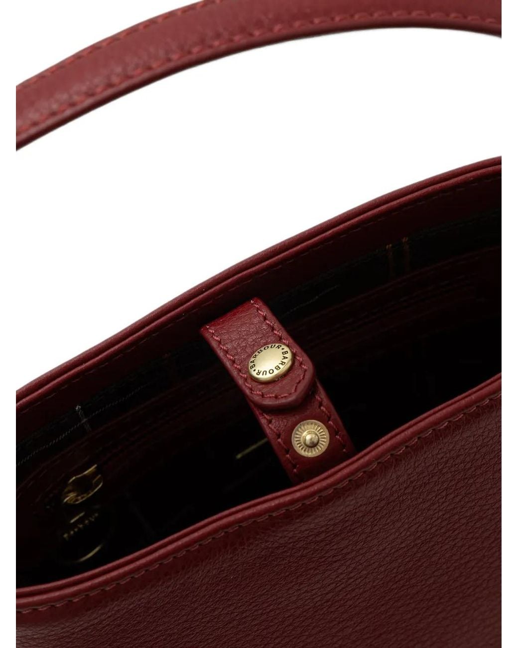Barbour Red Mini Cedar Grained Leather Bucket Bag