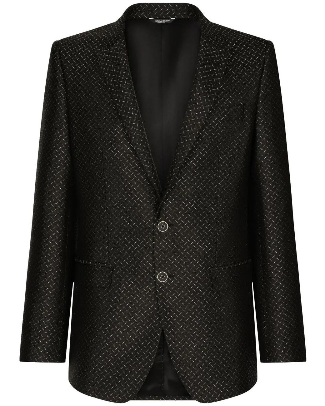 Dolce & Gabbana Black Martini-Fit Jacquard Single-Breasted Suit for men