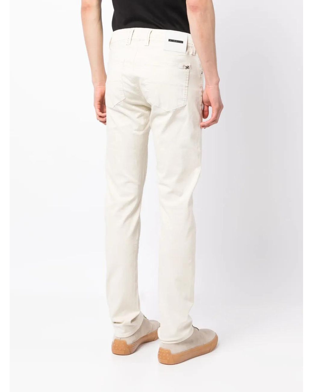 Sartoria Tramarossa White Embroidered-Logo Slim-Fit Jeans for men
