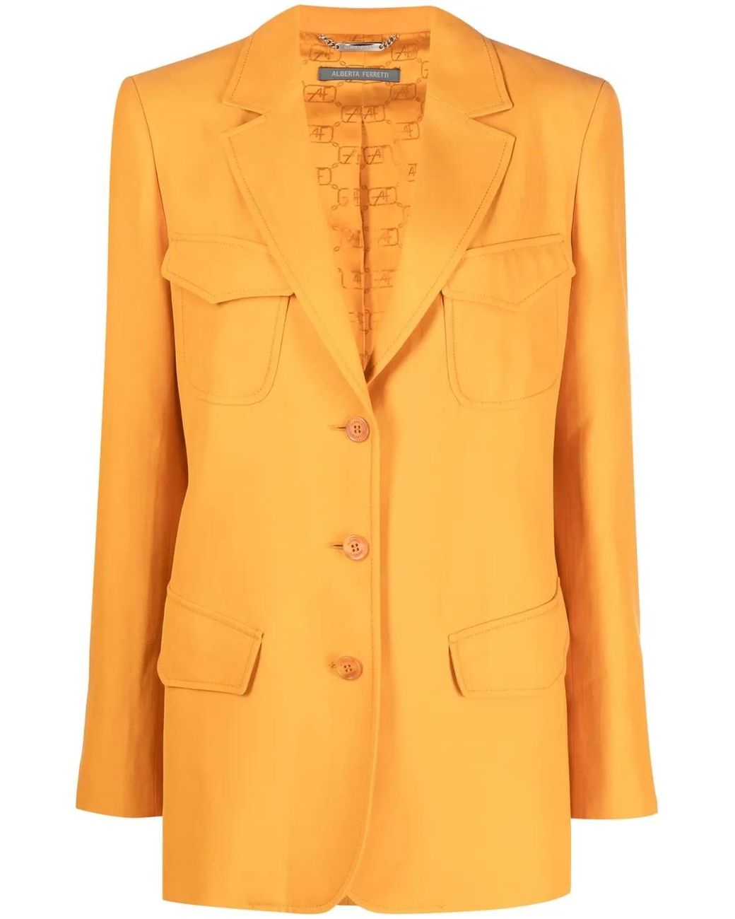 Alberta Ferretti Orange Single-Breasted Blazer