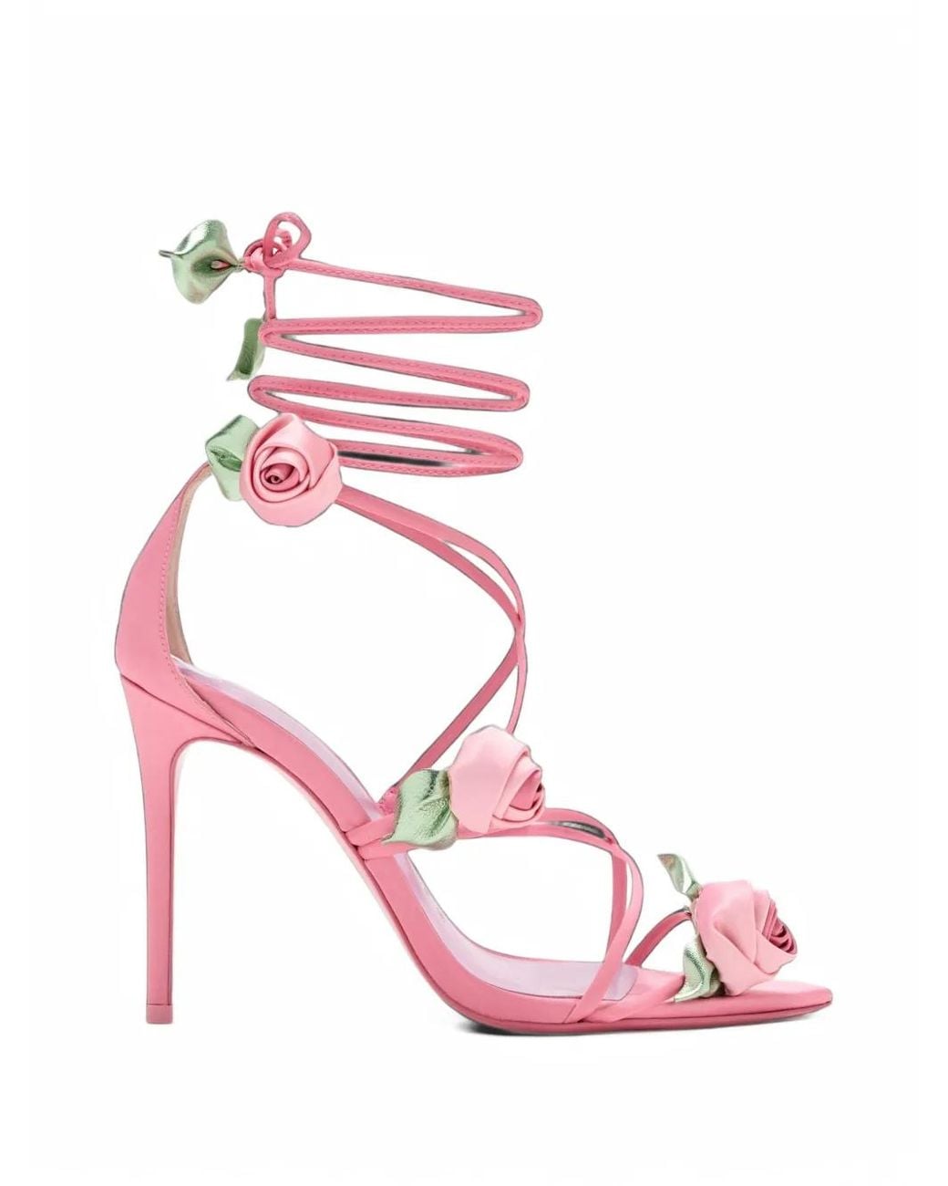 Sophia Webster Pink Rosette Wrap-Around Sandals