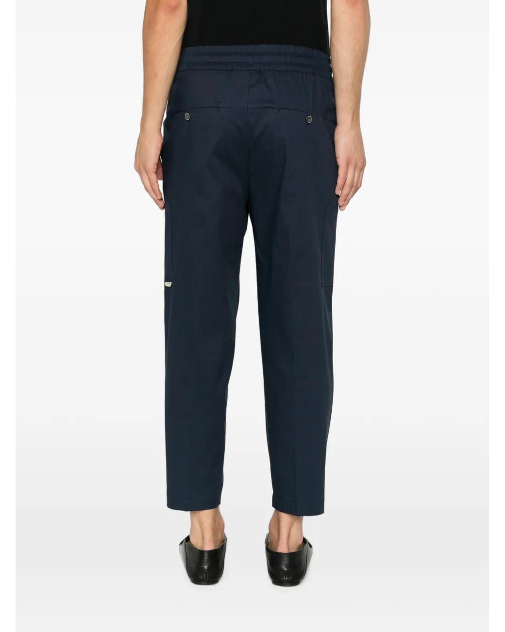 Yes London Blue Pantalon Cargo À Taille Élastiquée for men