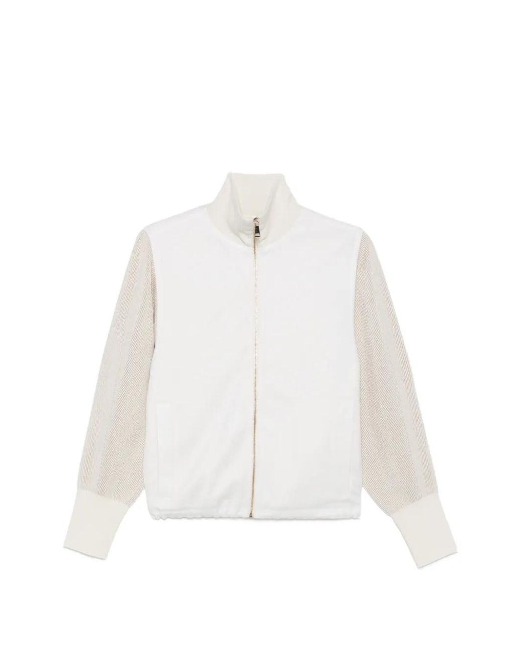 Fabiana Filippi White Ribbed-Knit Panelled Jacket