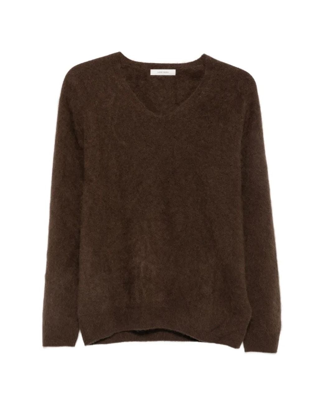 IVORY PARIS Brown Dolly V-Neck Sweater