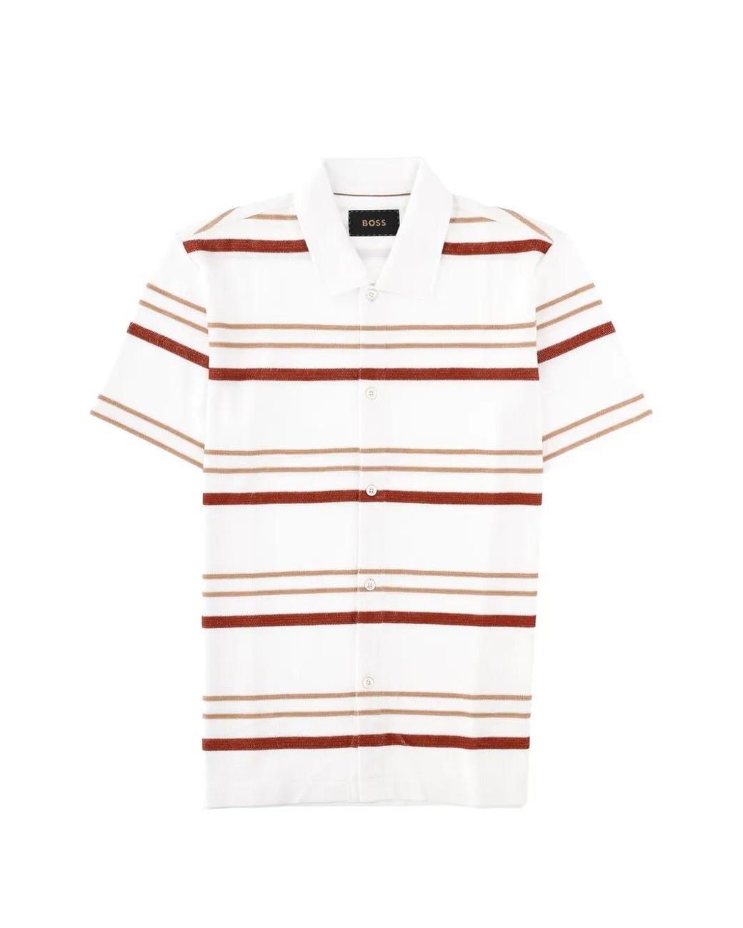 Boss White Cotton Striped Polo Shirt for men