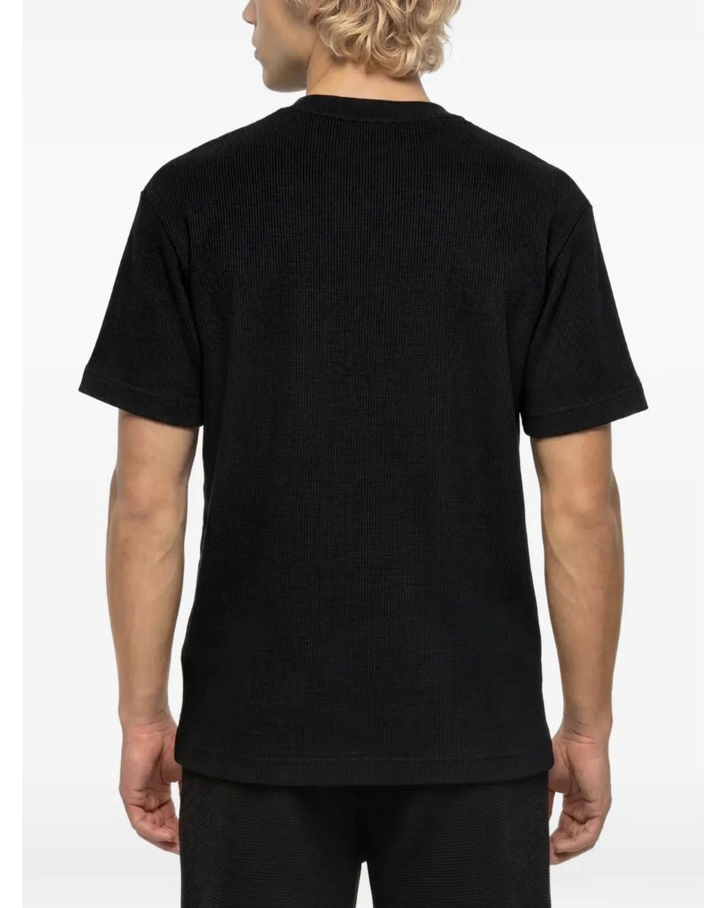 Karl Lagerfeld Black Ribbed-Knit Logo-Patch T-Shirt for men