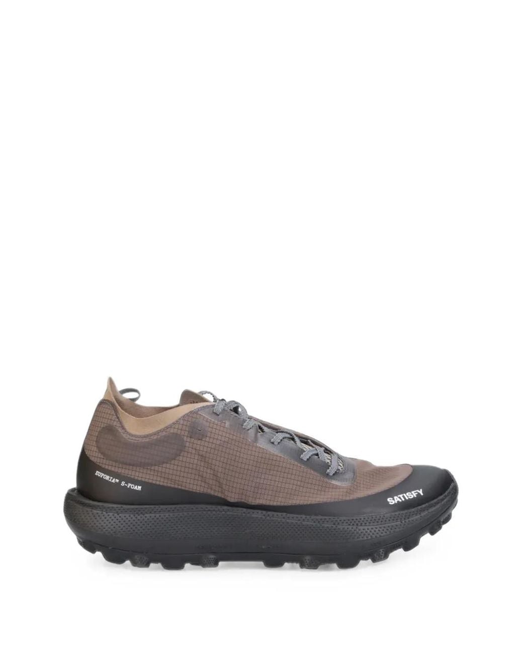 Satisfy Gray The Rocker Grid-Pattern Logo-Print Sneakers for men