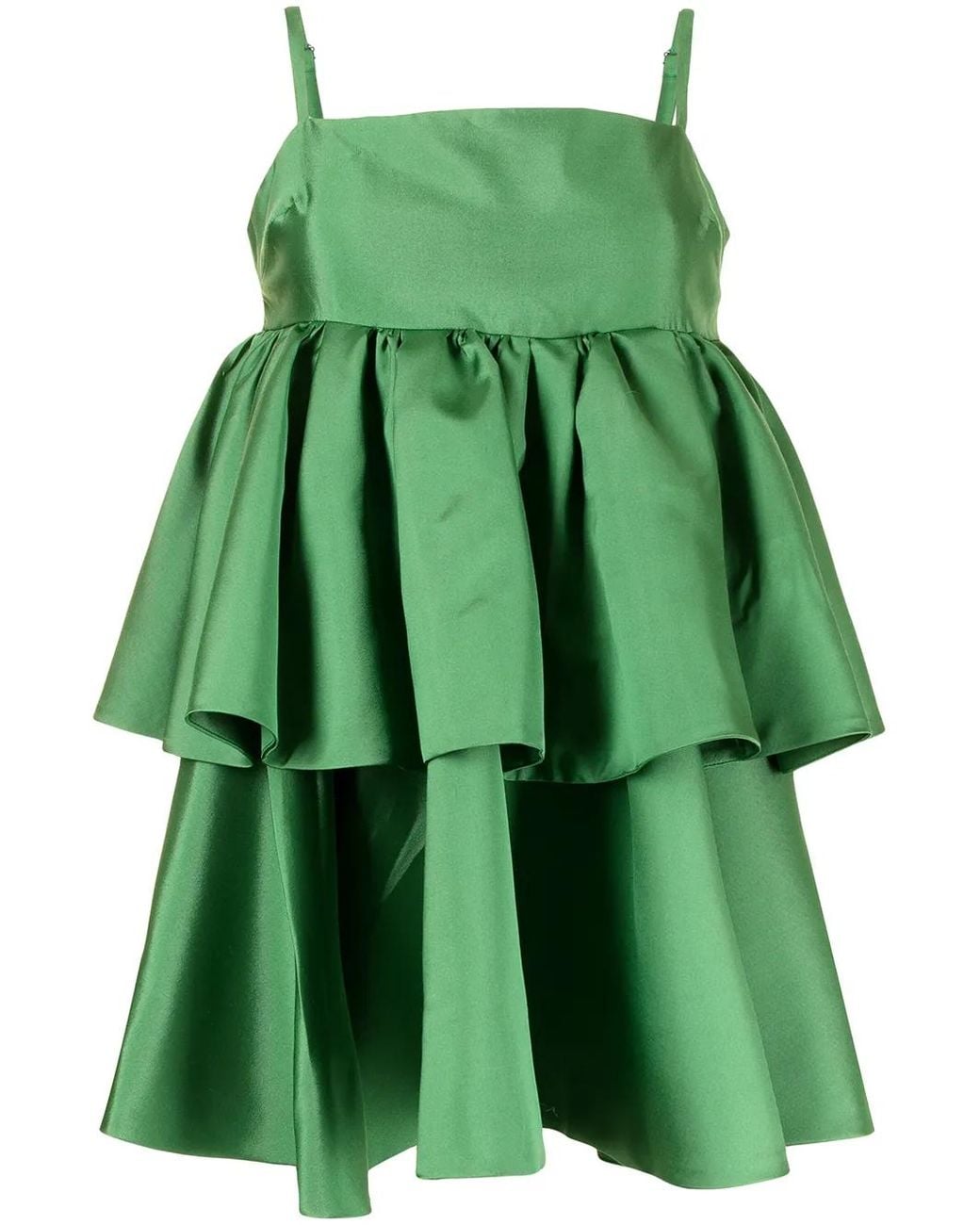 Macgraw Green Conversation Tiered Mini Dress