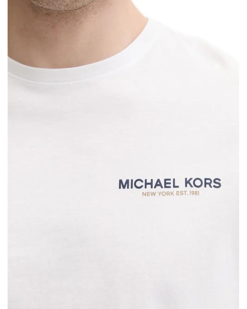 Michael Kors White Graphic-Logo Cotton T-Shirt for men