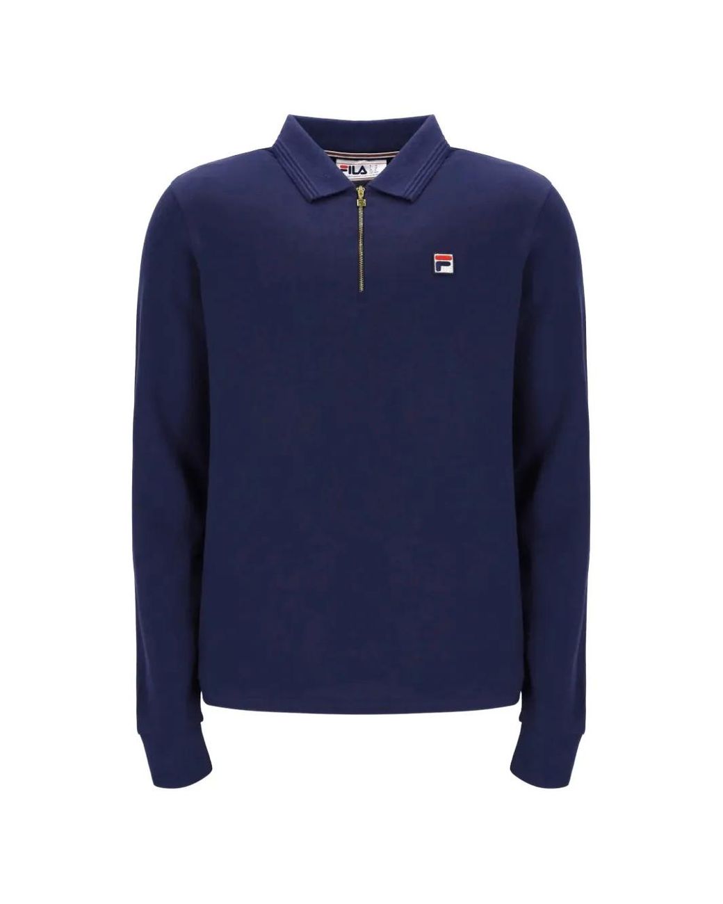Fila Blue Emilian Zip-Fastening Long-Sleeve Polo Shirt for men