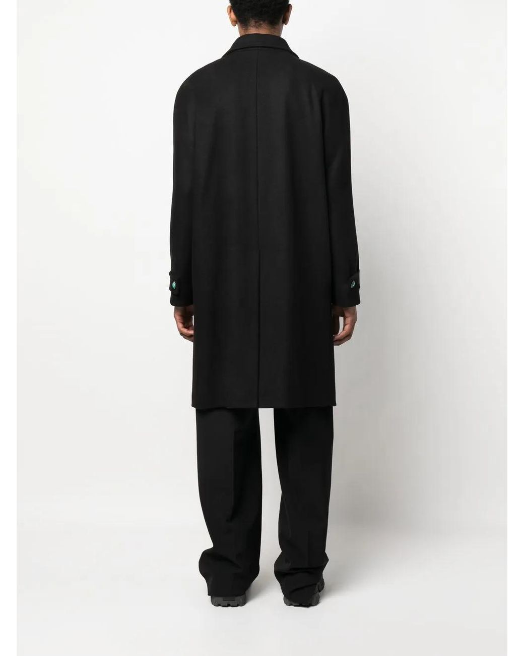 Roberto Cavalli Black Long Single-Breasted Coat for men