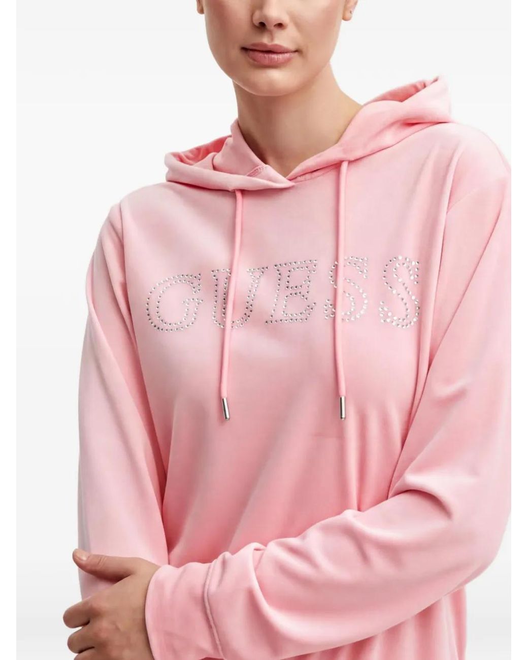 Guess Pink Rhinestone-Embellished Hoodie
