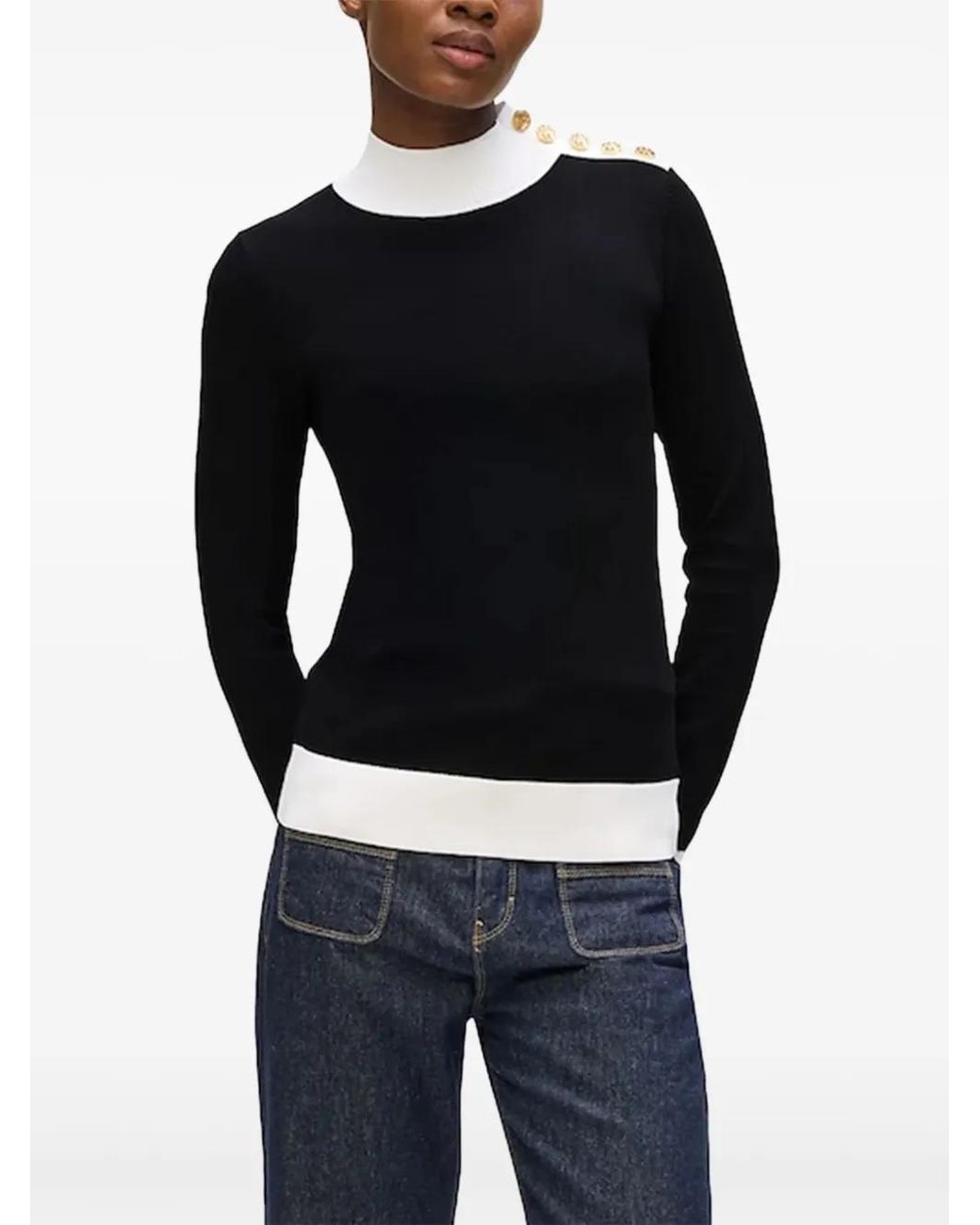 Karl Lagerfeld Blue Button-Detail Sweater