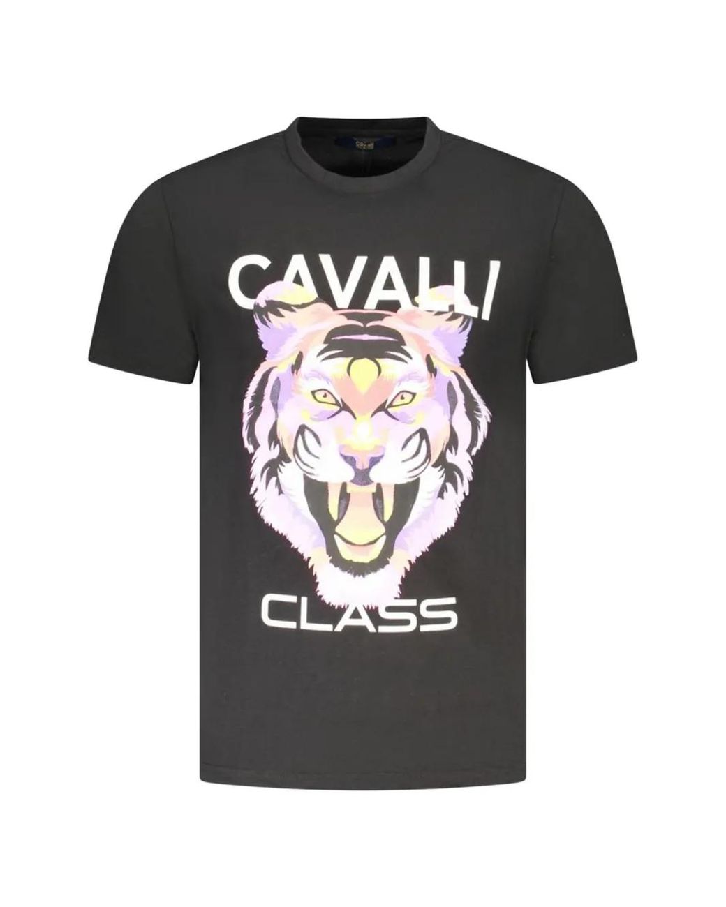 Roberto Cavalli Black Tiger-Print T-Shirt for men