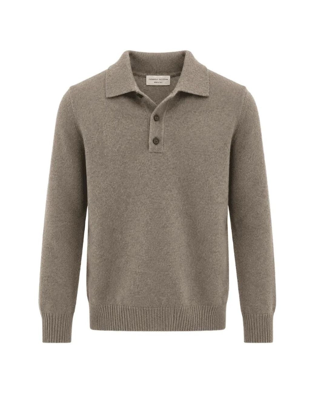 Roberto Collina Gray Knitted Polo Shirt for men