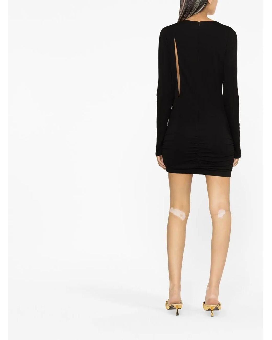 Versace Black One-Shoulder Cut-Out Midi Dress