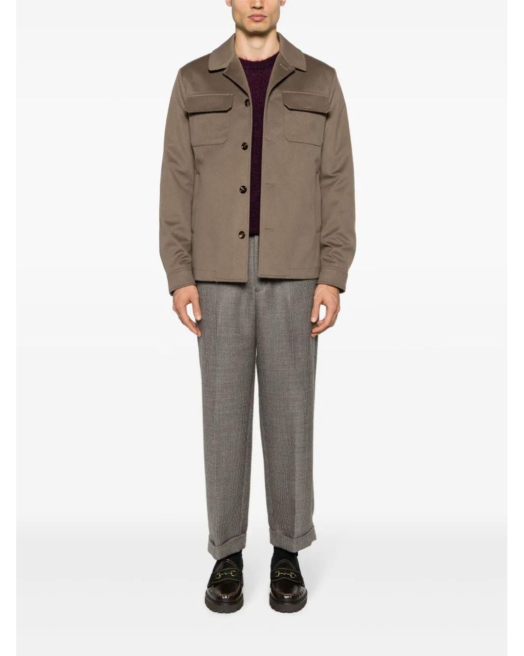 KIRED Brown Patch-Pockets Wool Jacket for men