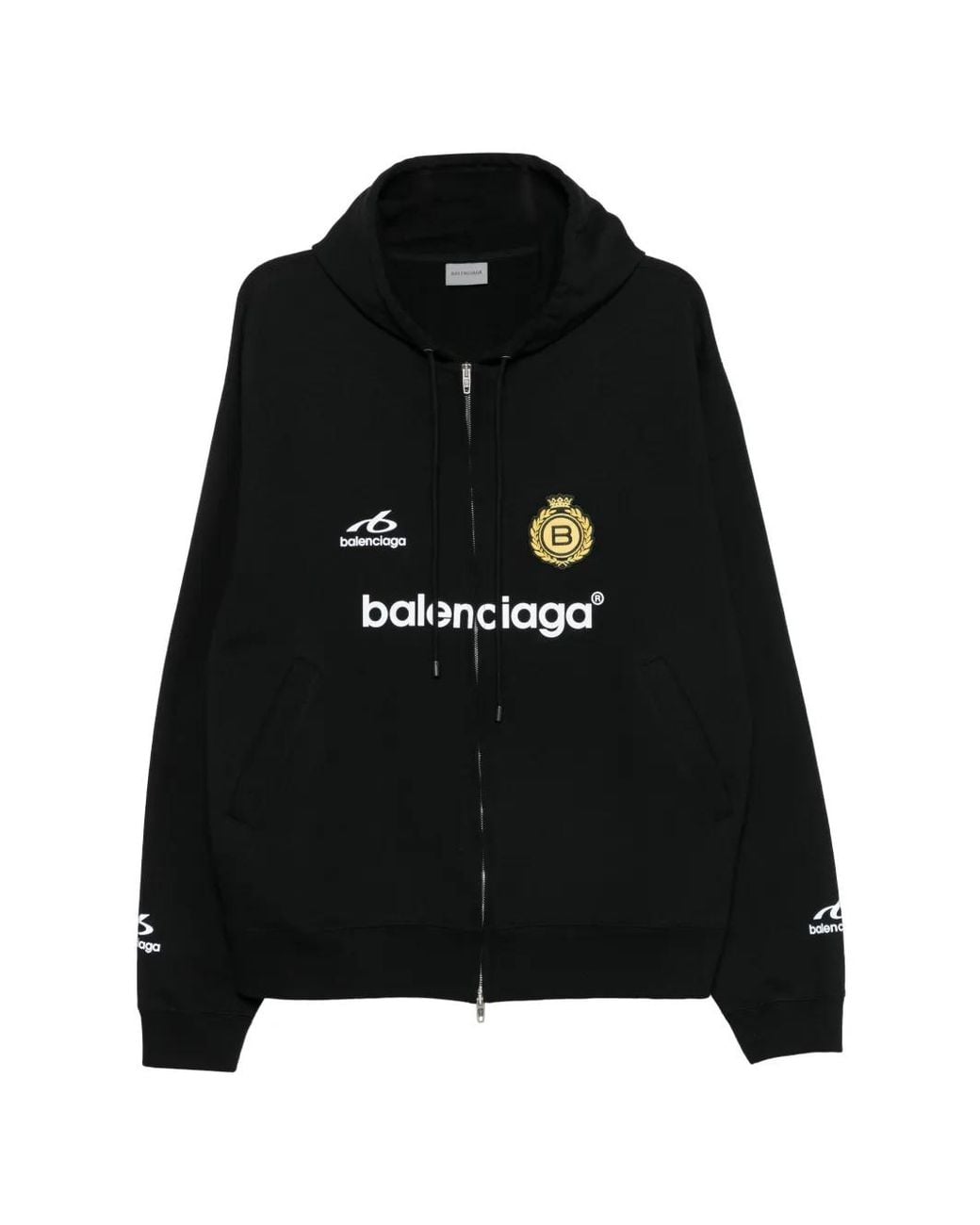 Balenciaga Black Hoodie Soccer À Logo Imprimé for men