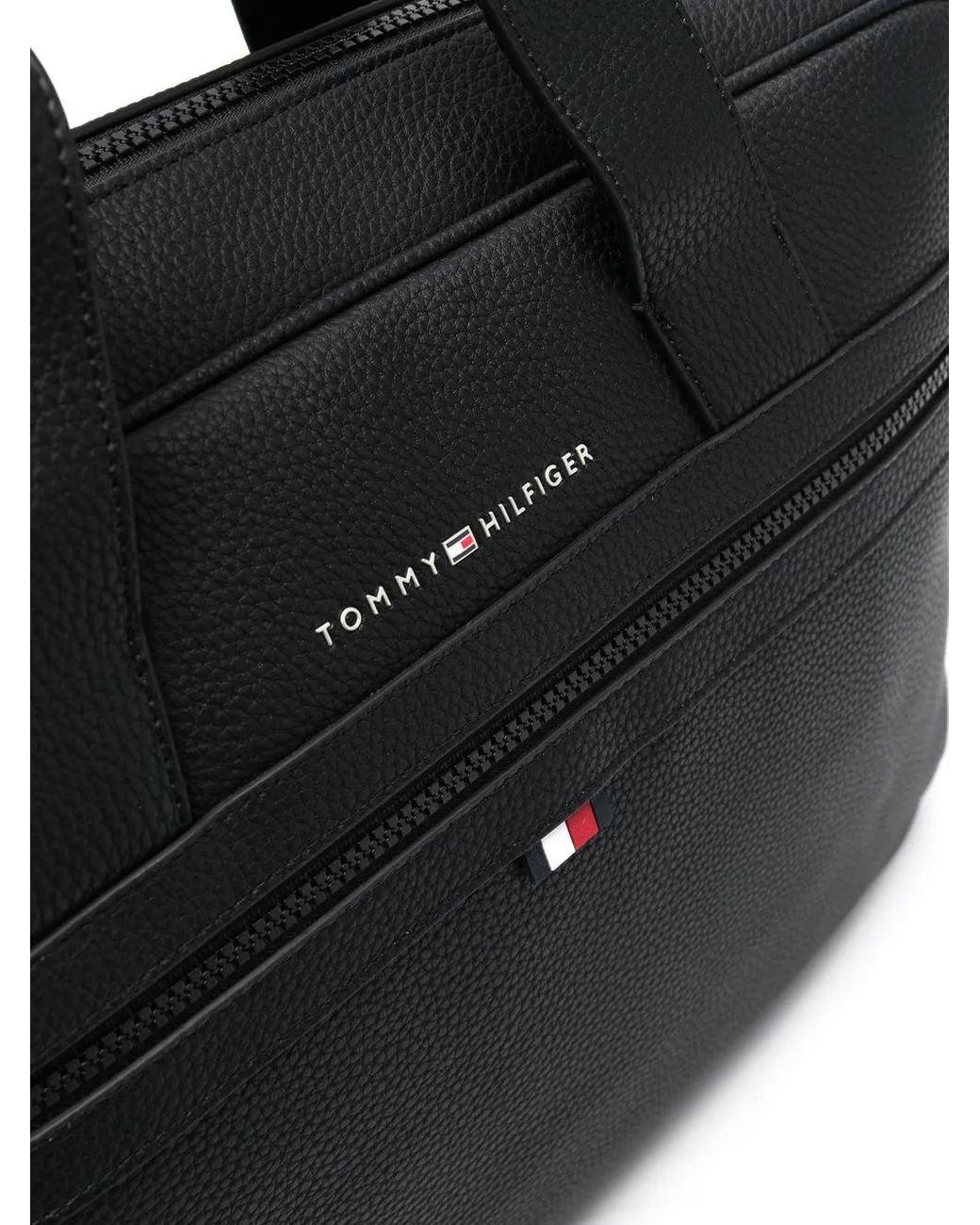 Tommy Hilfiger Black Logo-Plaque Laptop Bag for men