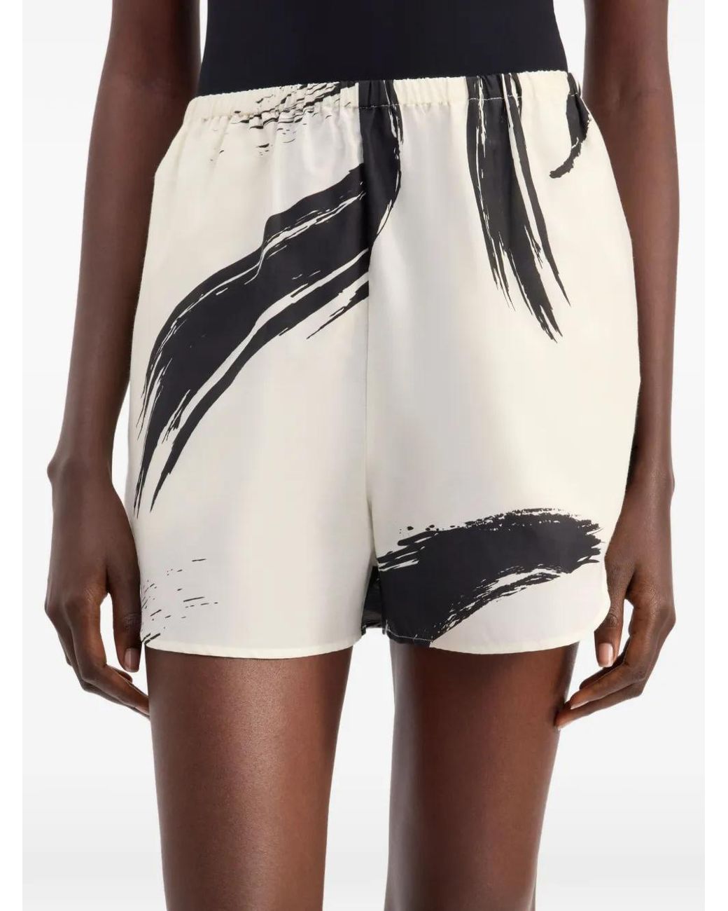 Loulou de Saison White Nilo Elasticated Printed Shorts