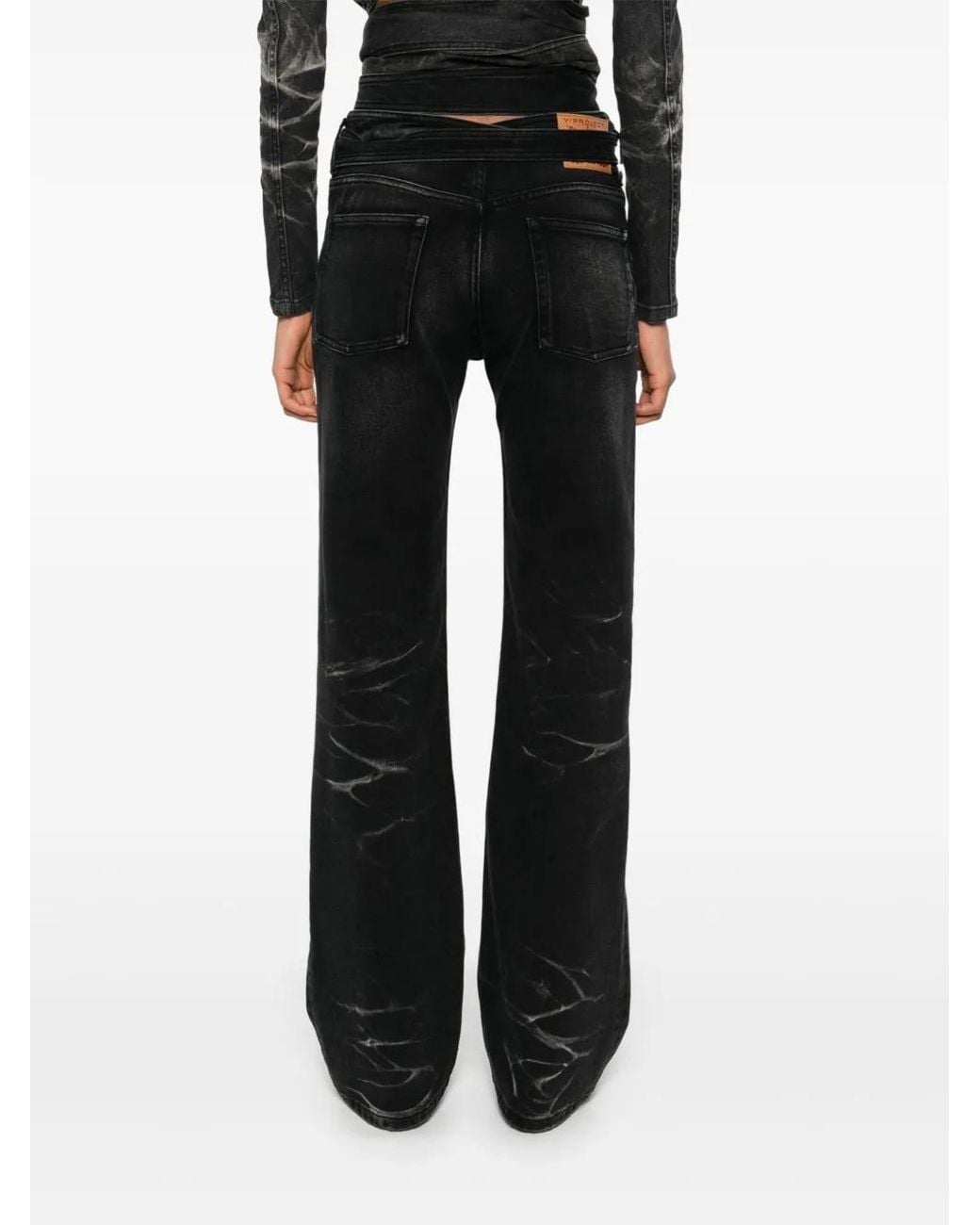 Y. Project Black Wrap Belt Jeans