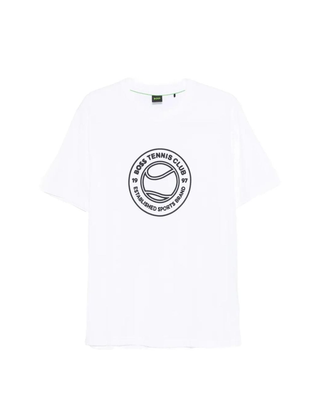 Boss White Graphic-Print T-Shirt for men