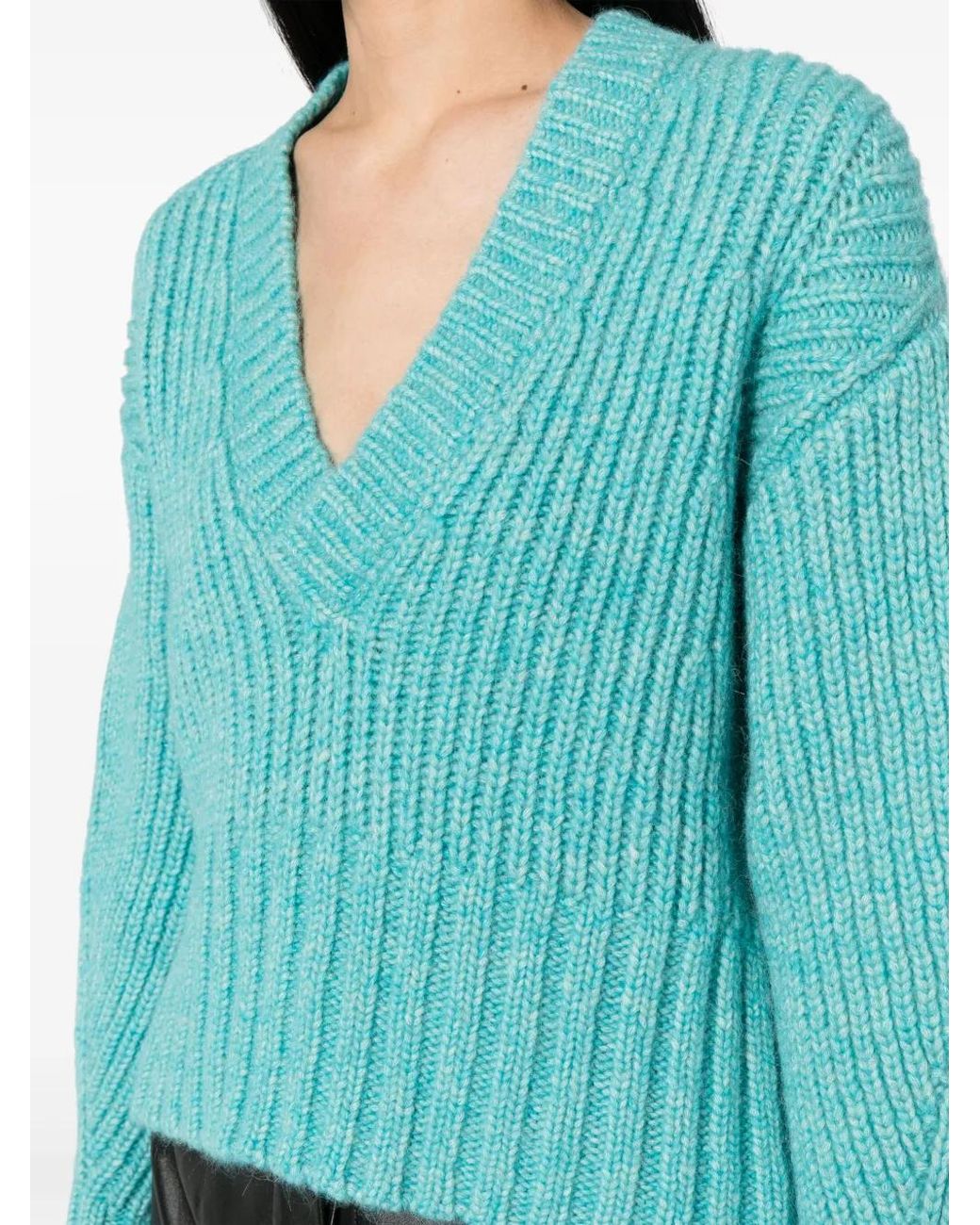 IRO Blue Ewenn Chunky-Knit Cropped Jumper