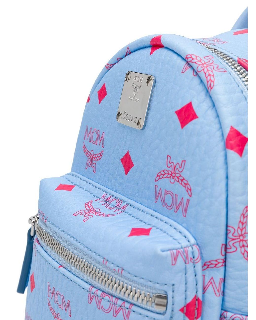 MCM Leather Stark Visetos Backpack Extra Mini Blue Bell | Lyst