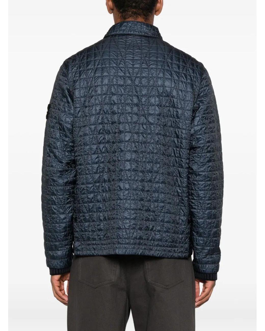 Stone Island Blue Quilted Crinkle Jacket for men