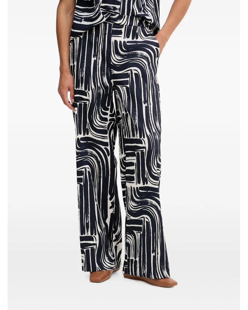 Joseph Ribkoff Blue Abstract-Print Palazzo Pants