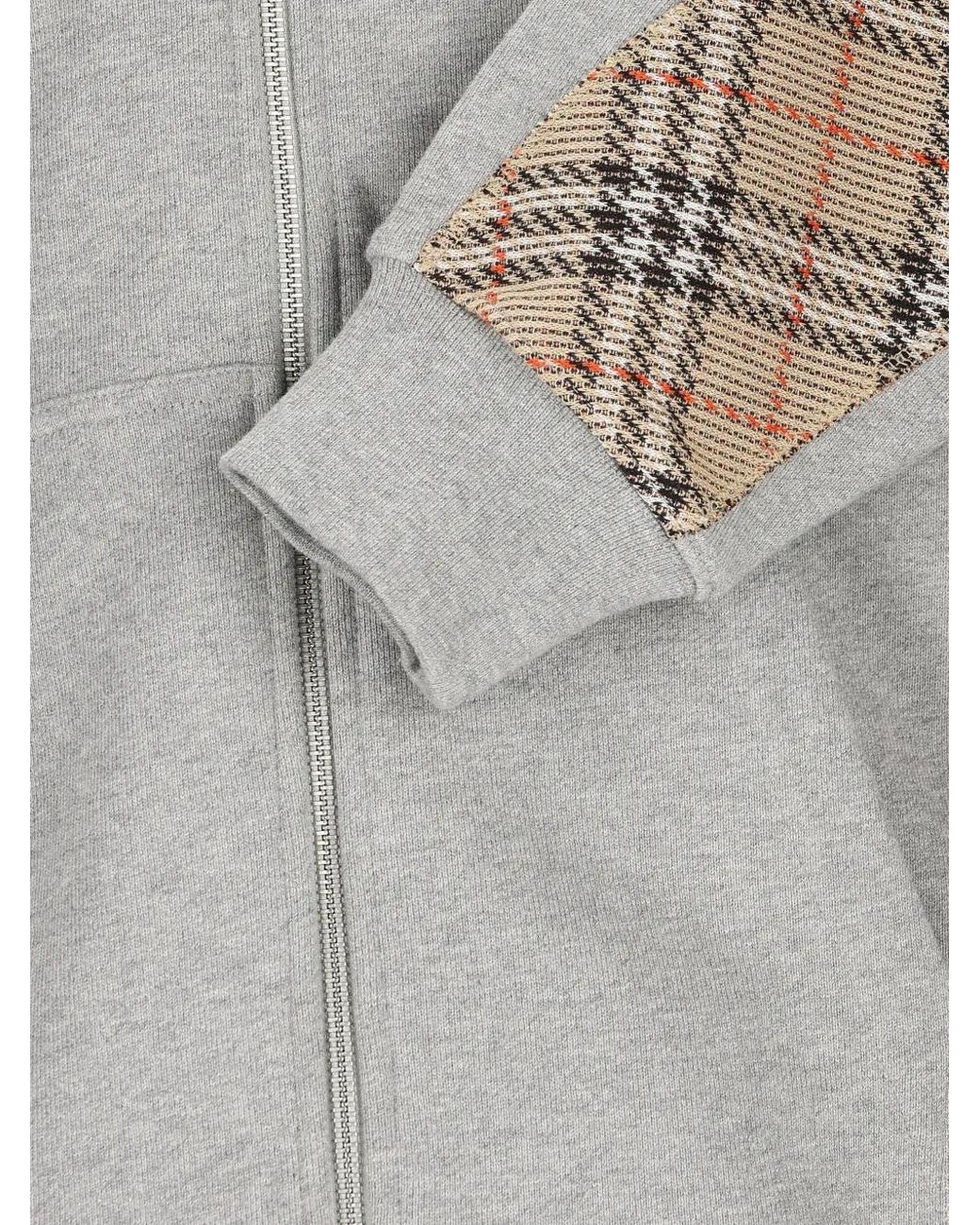Burberry Gray Check-Detail Hoodie for men