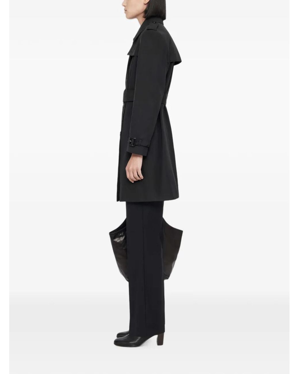AllSaints Black Leonard Double-Breasted Trench Coat