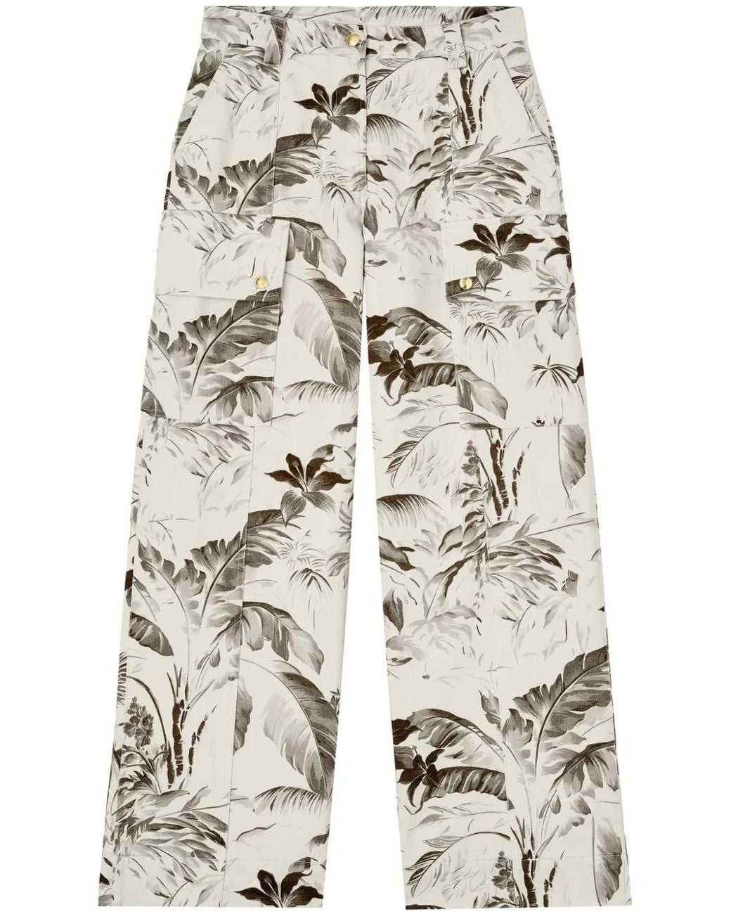 Palm Angels White Jungle Wide-Leg Cargo Trousers