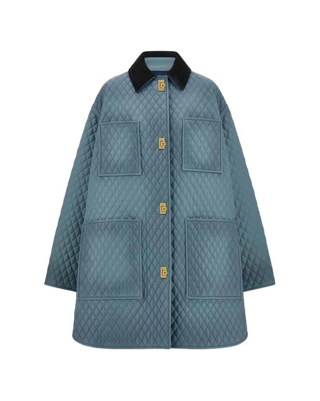 Ferragamo Blue Quilted Nappa Blouson