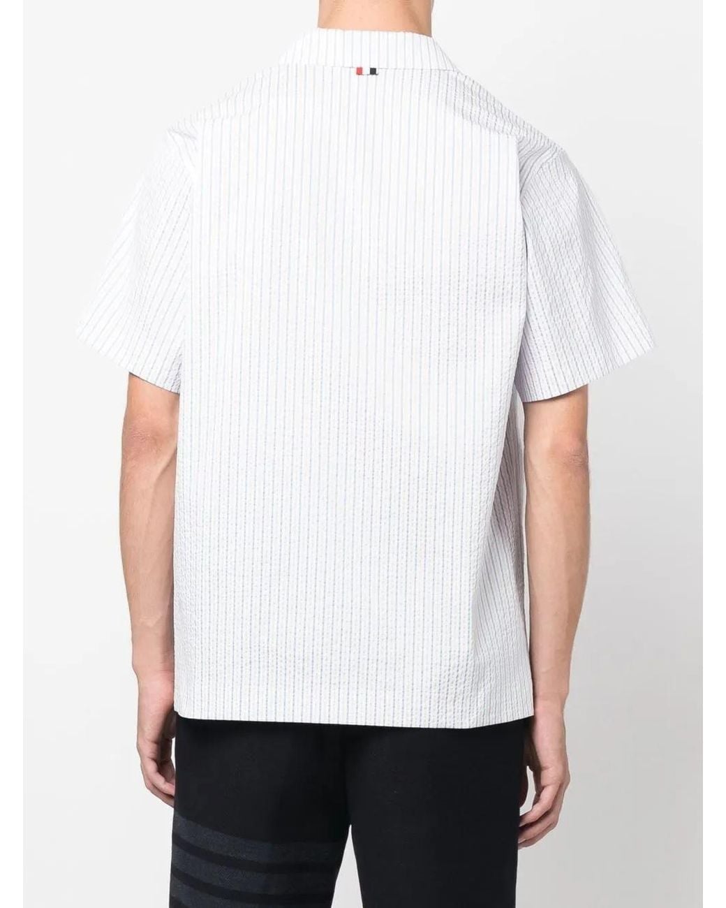 Thom Browne White Striped Short-Sleeved Shirt for men