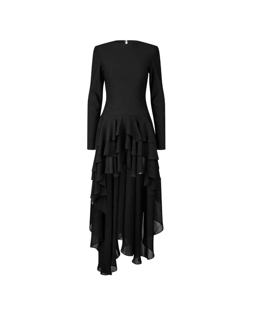 ROTATE BIRGER CHRISTENSEN Black Ls Ruffle Train Dress