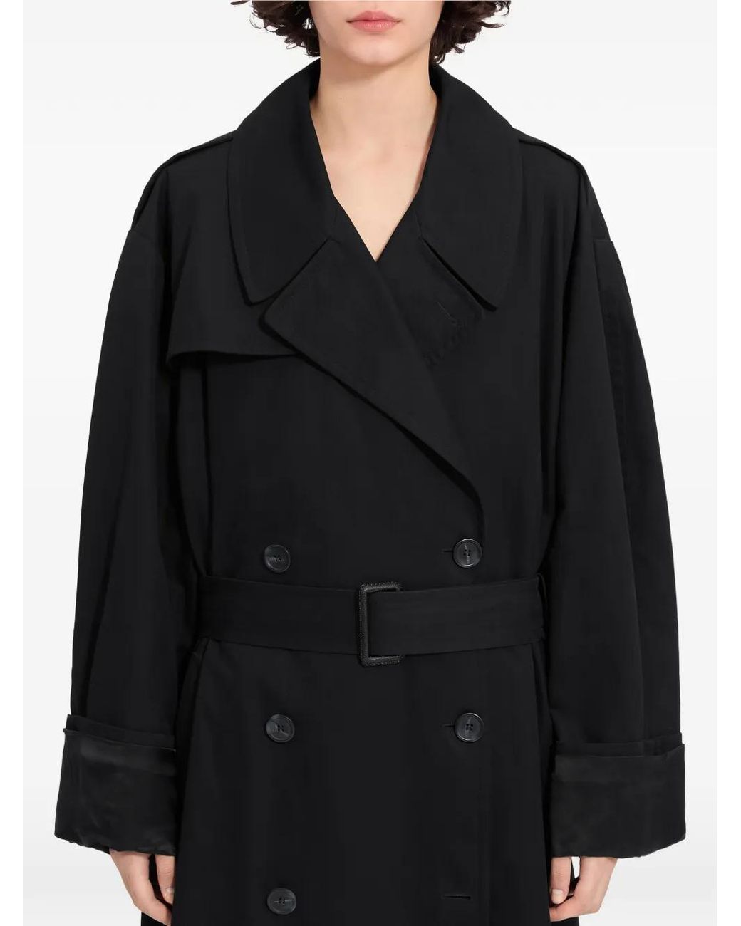 MM6 by Maison Margiela Black Cotton Twill Trench Coat