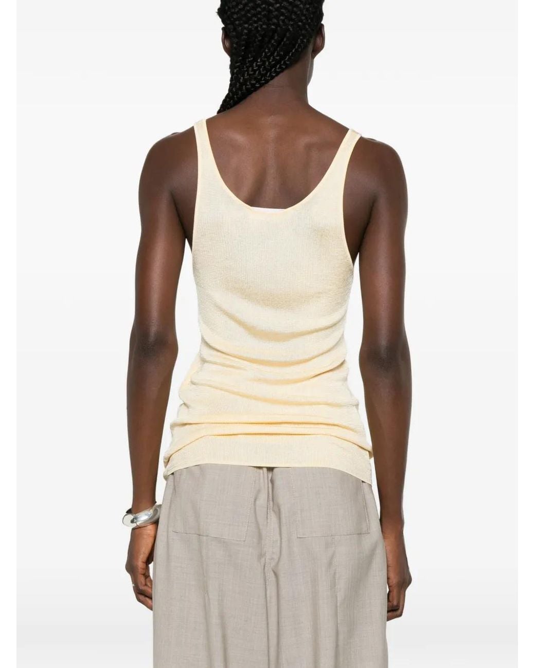 Frankie Shop White Fine-Knit Scoop-Neck Tank Top