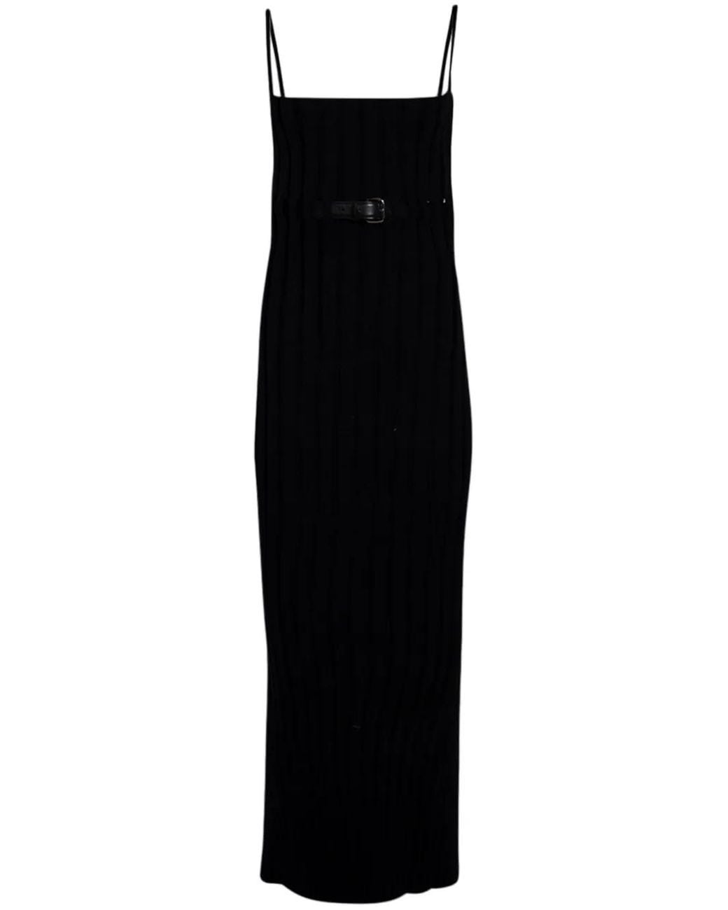 Alexander Wang Black Belted Ribbed-Knit Dress