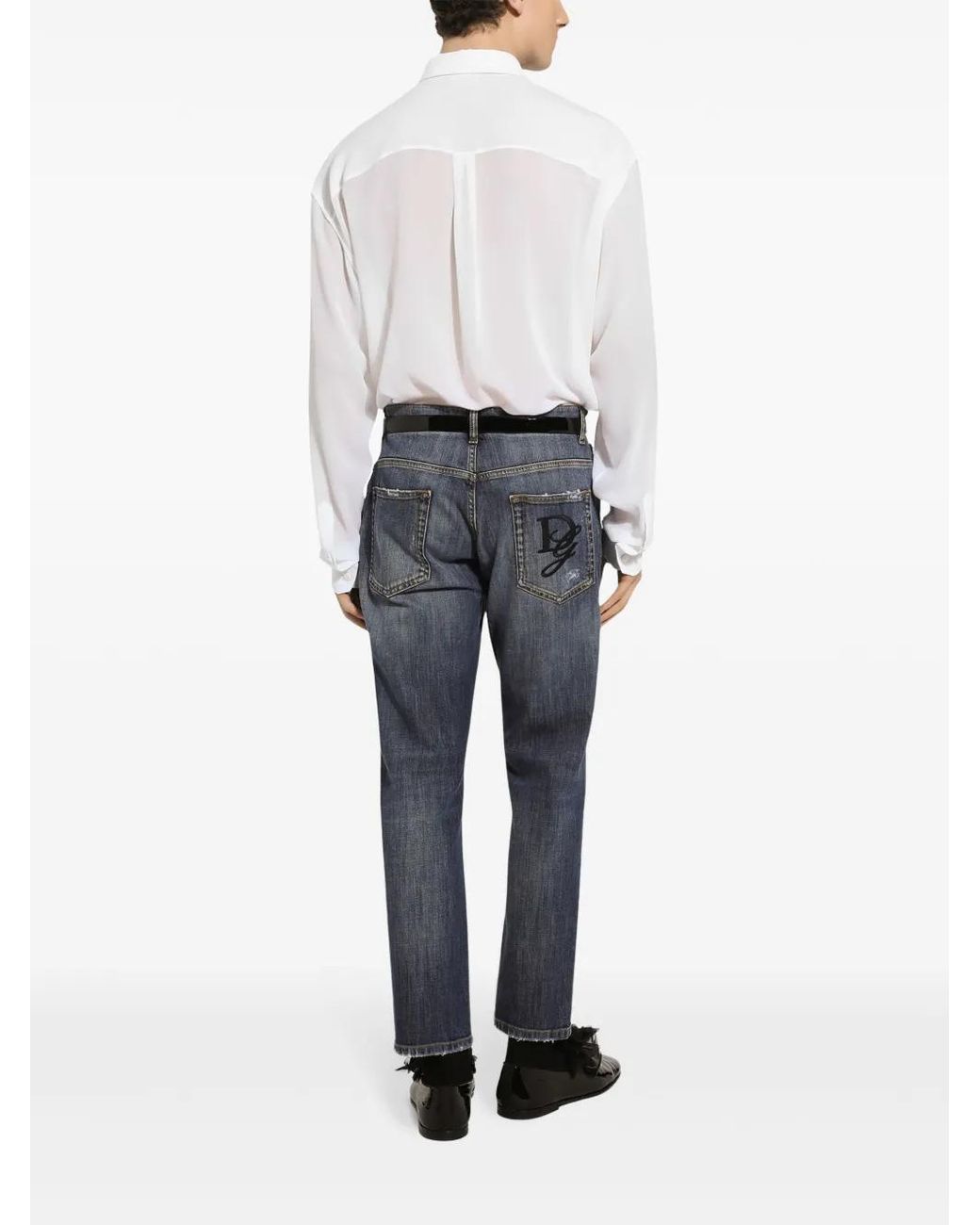 Dolce & Gabbana White Sheer Silk Crepe Shirt for men