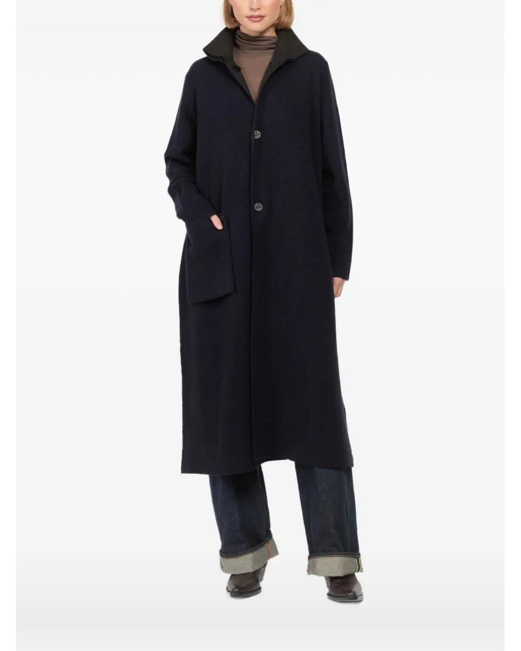 Oyuna Blue Olamu Reversible Pocket Long Coat
