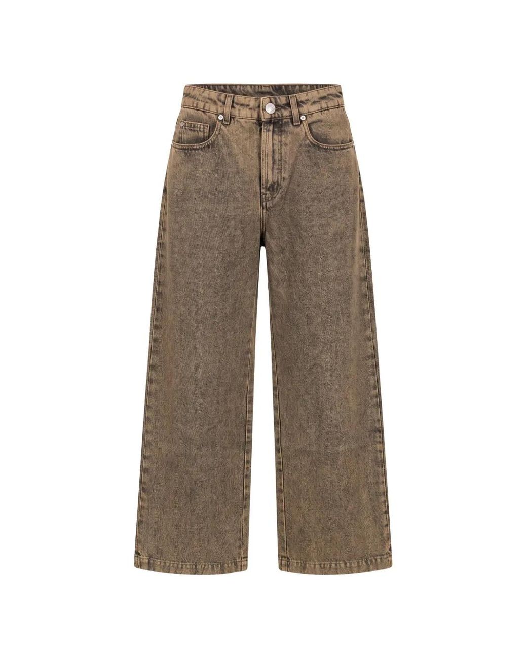 Moorer Natural Acid-Wash Wide-Leg Jeans